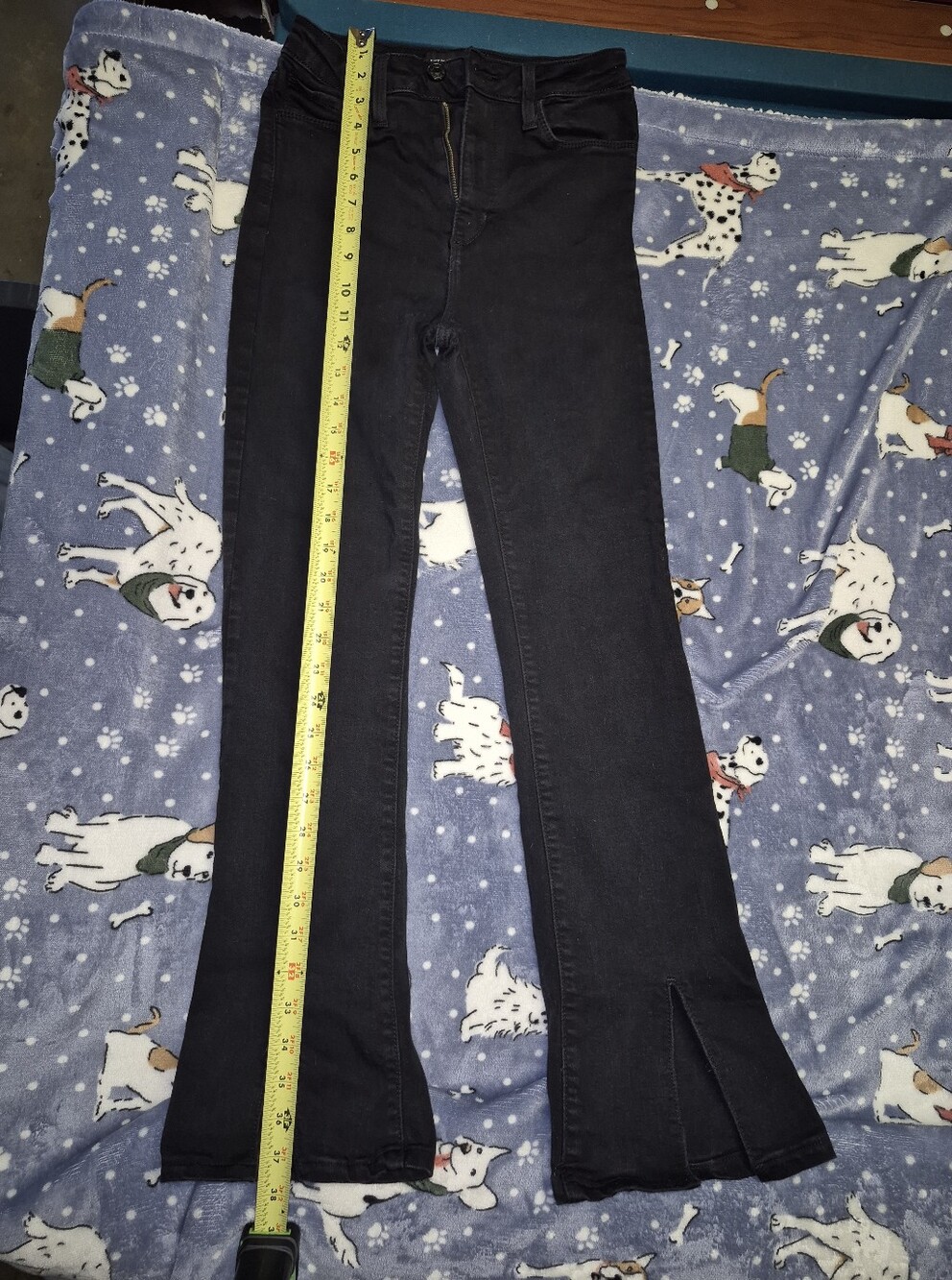 Just Black Dark Gray Flared Jeans with Hem Slit
